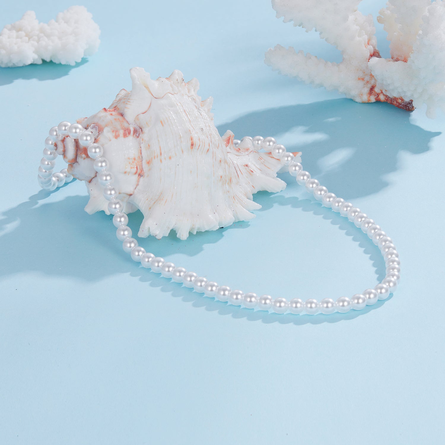 925 Sterling Silver White Gold Plated 39-45.5cm Quality Shell Pearl Necklace for Women  DestGlow