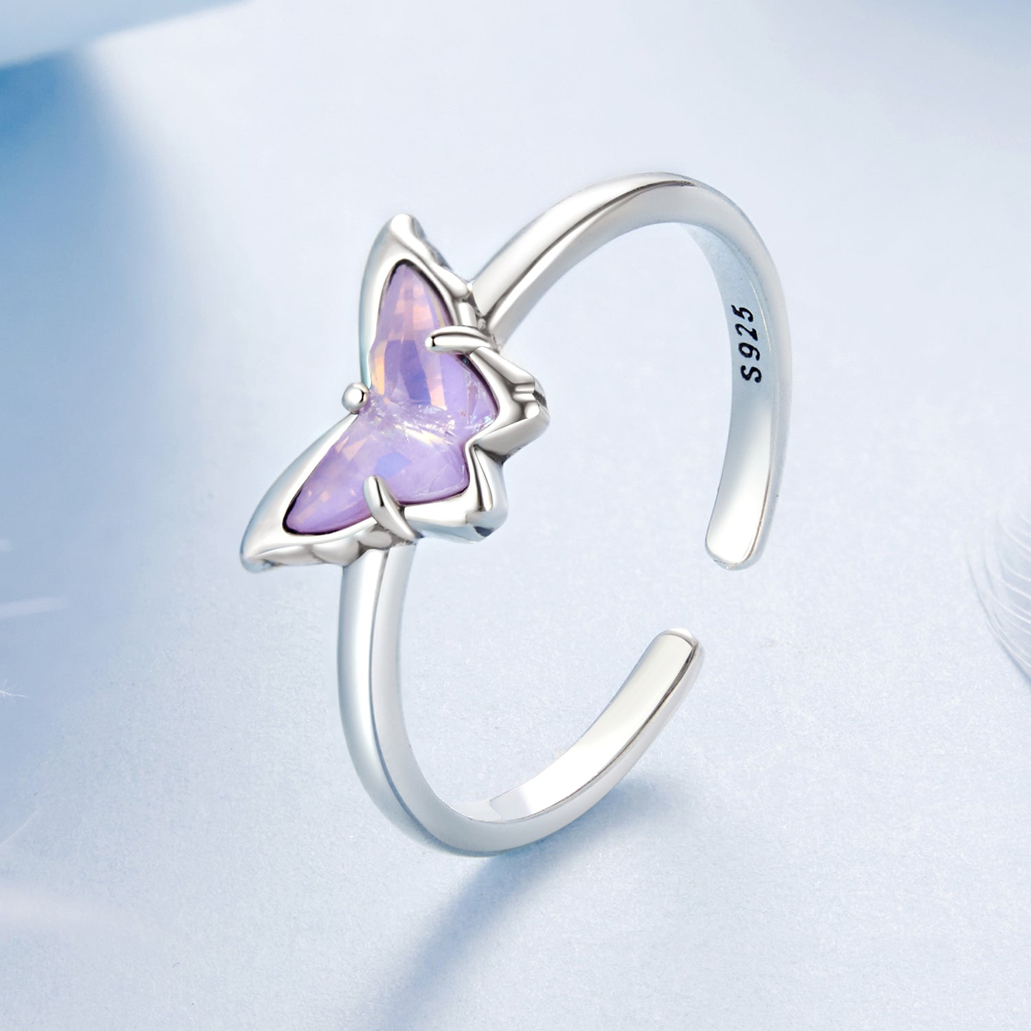 925 Sterling Silver Transparent Glass Pendant Rings for Women  DestGlow