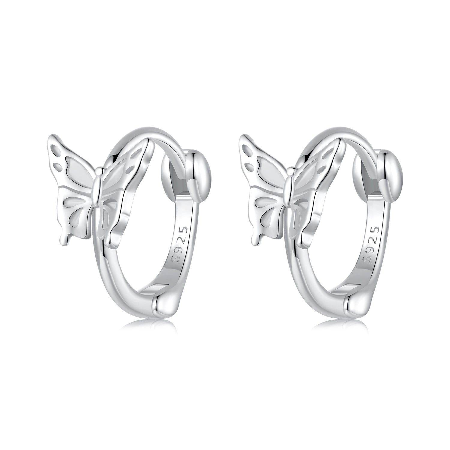 925 Sterling Silver Earrings with White Gold Plating, 1.1x0.7 cm, for Women  DestGlow