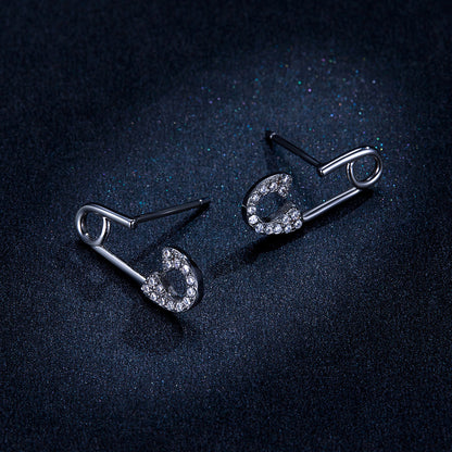 925 Sterling Silver Earrings for Women - 1.7x0.6cm, Platinum Plated with Pavé Setting CZ  DestGlow