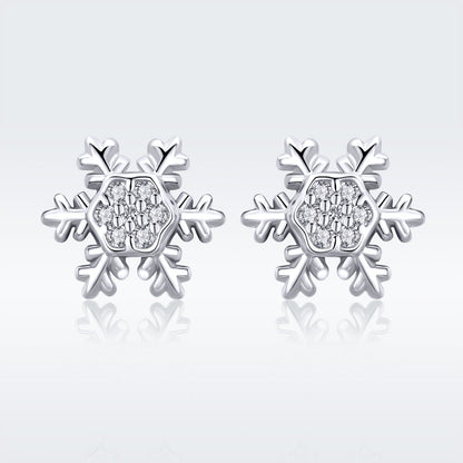 S925 Sterling Silver Earrings with CZ in Pavé Setting - 0.8*0.8cm for Women  DestGlow