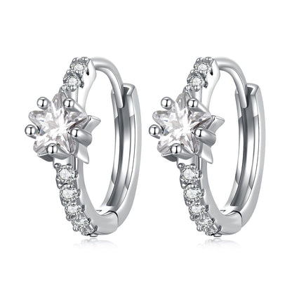 925 Sterling Silver Earrings with Pavé Setting CZ, Platinum Plated, 1.3x0.4cm, for Women  DestGlow