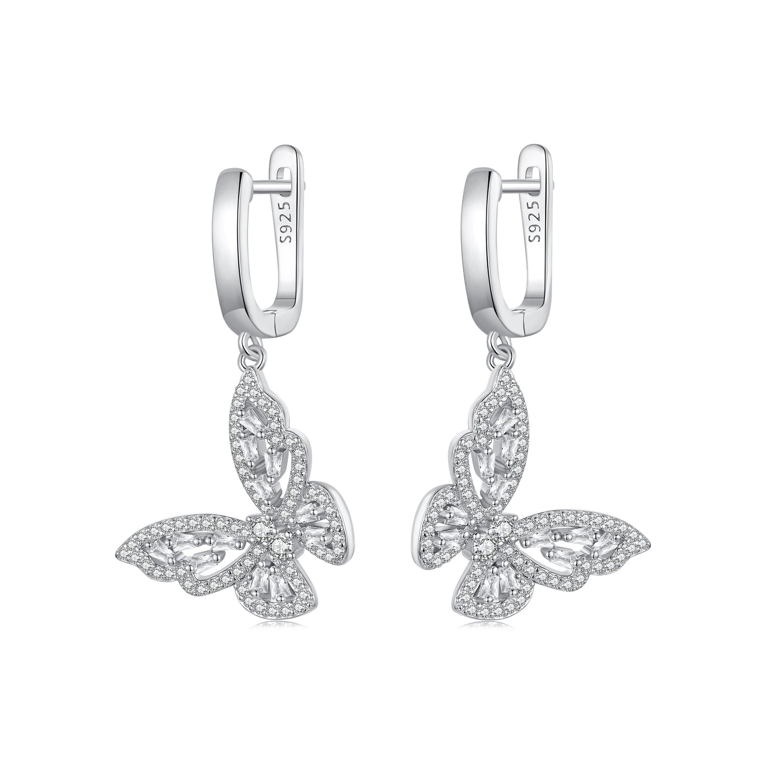 925 Sterling Silver Earrings with Pavé Setting CZ, 37x19mm for Women  DestGlow