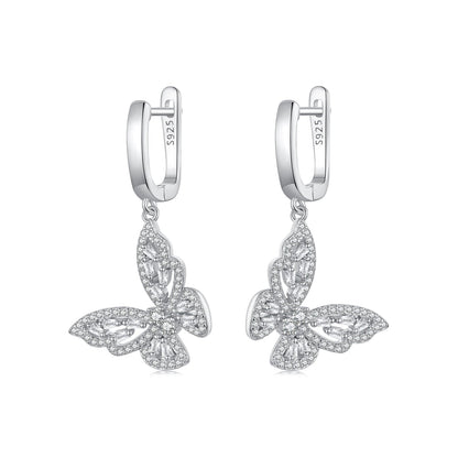 925 Sterling Silver Earrings with Pavé Setting CZ, 37x19mm for Women  DestGlow