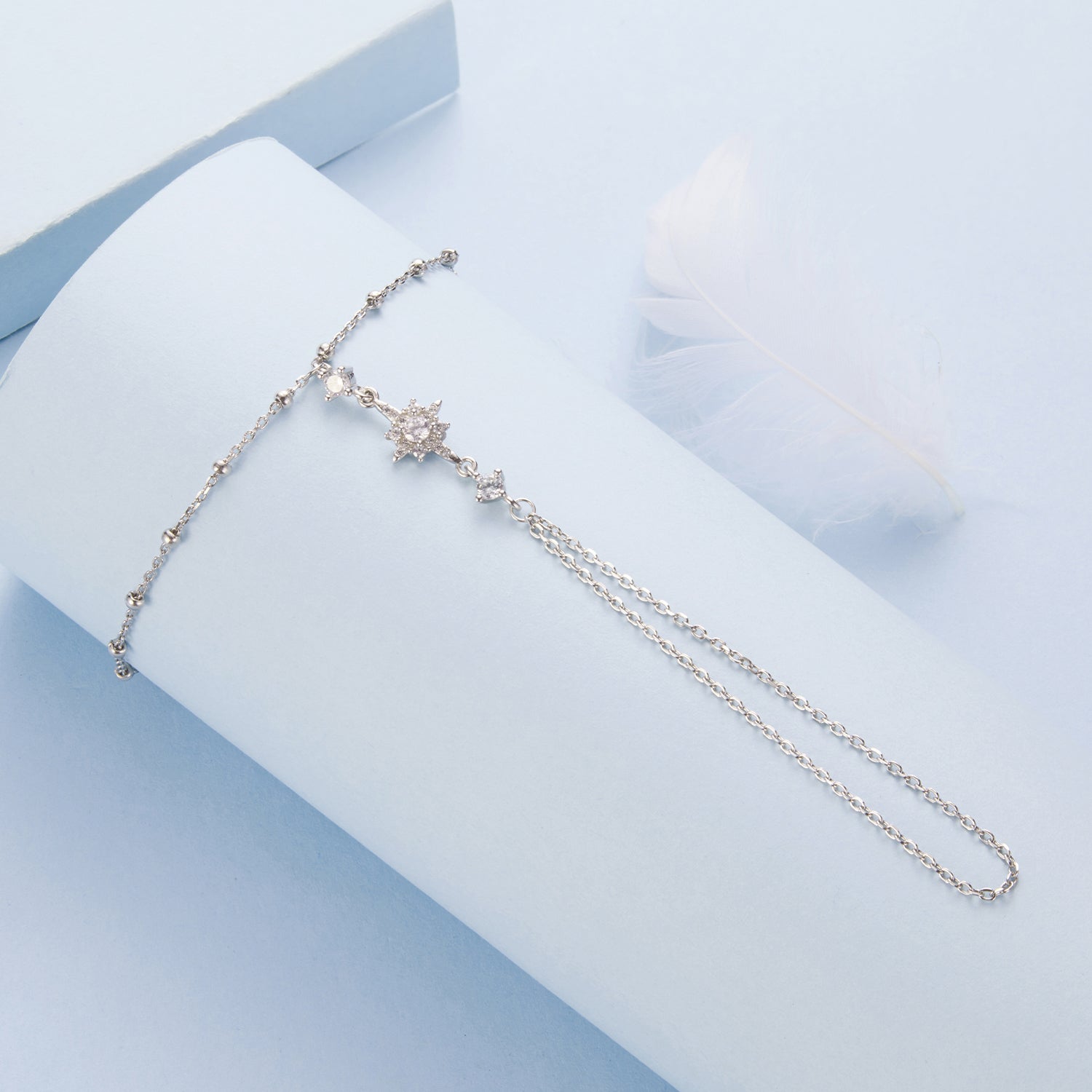 925 Sterling Silver White Gold Plated CZ Bracelet 15+6cm for Women  DestGlow