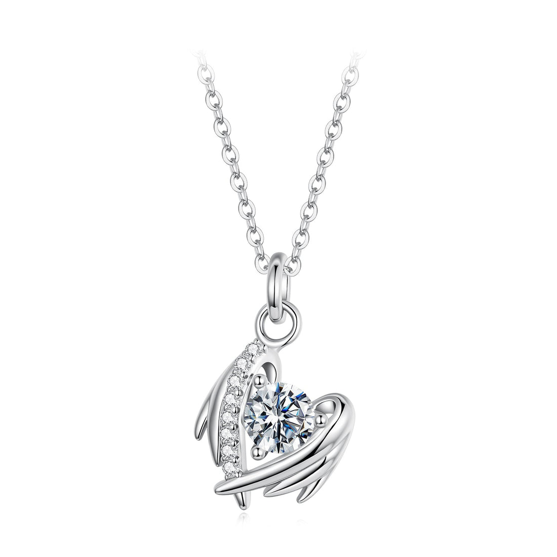 925 Sterling Silver Moissanite White Gold Plated Necklace for Women, Length 40+5cm  DestGlow