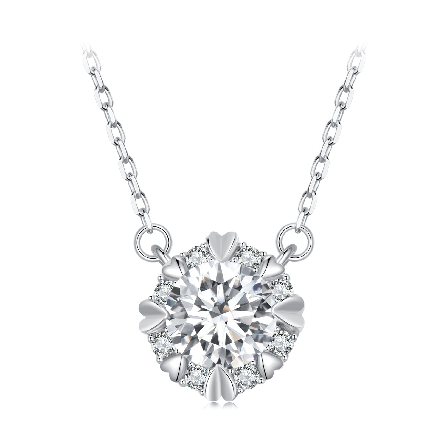 925 Sterling Silver Moissanite 1.0 Carat Necklace with Pavé Setting for Women  DestGlow