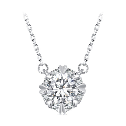 925 Sterling Silver Moissanite 1.0 Carat Necklace with Pavé Setting for Women  DestGlow