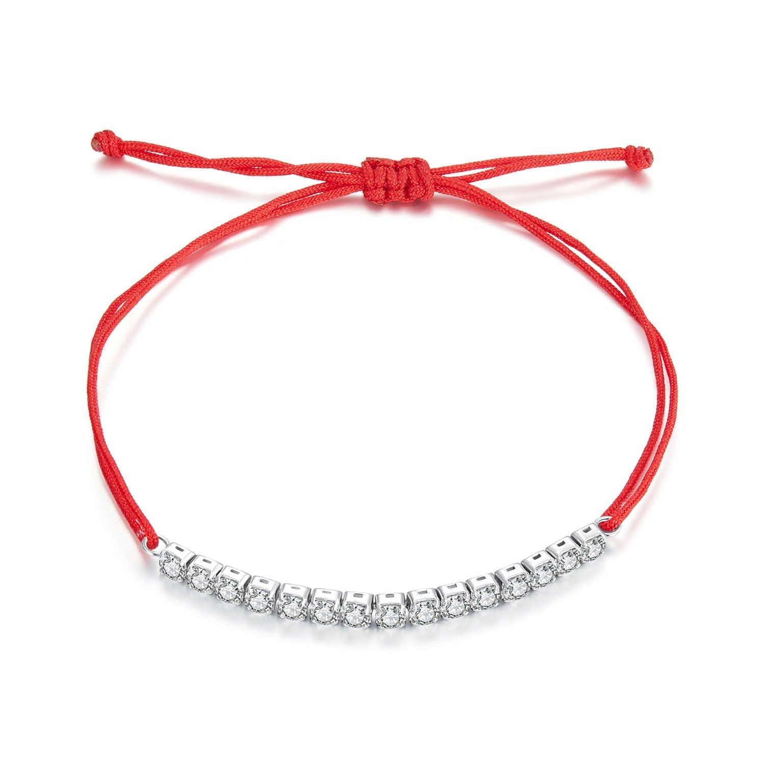 925 Sterling Silver Adjustable White Gold Plated Bracelet with CZ  DestGlow