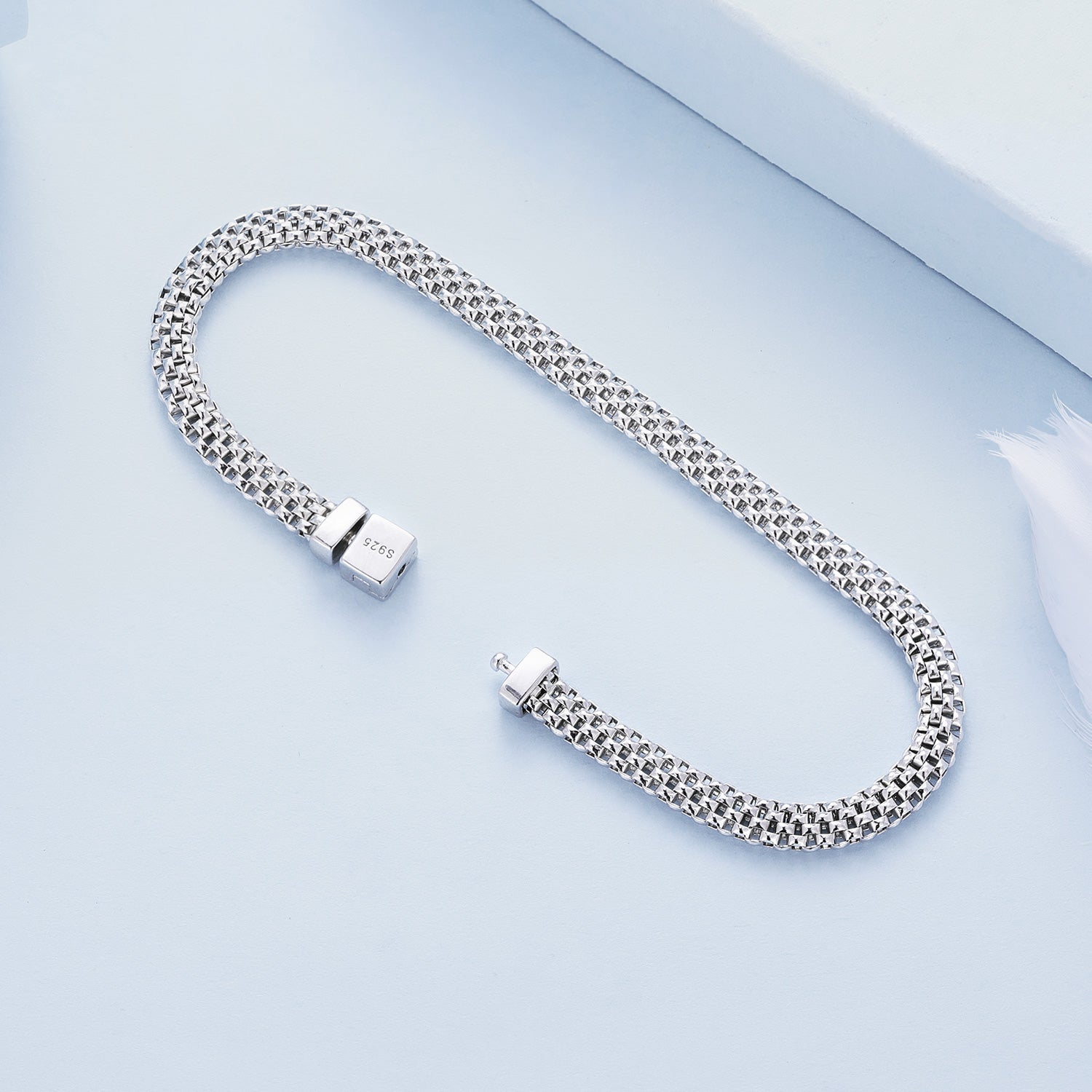 925 Sterling Silver Plated Platinum 17.0 Size Bracelet for Women  DestGlow