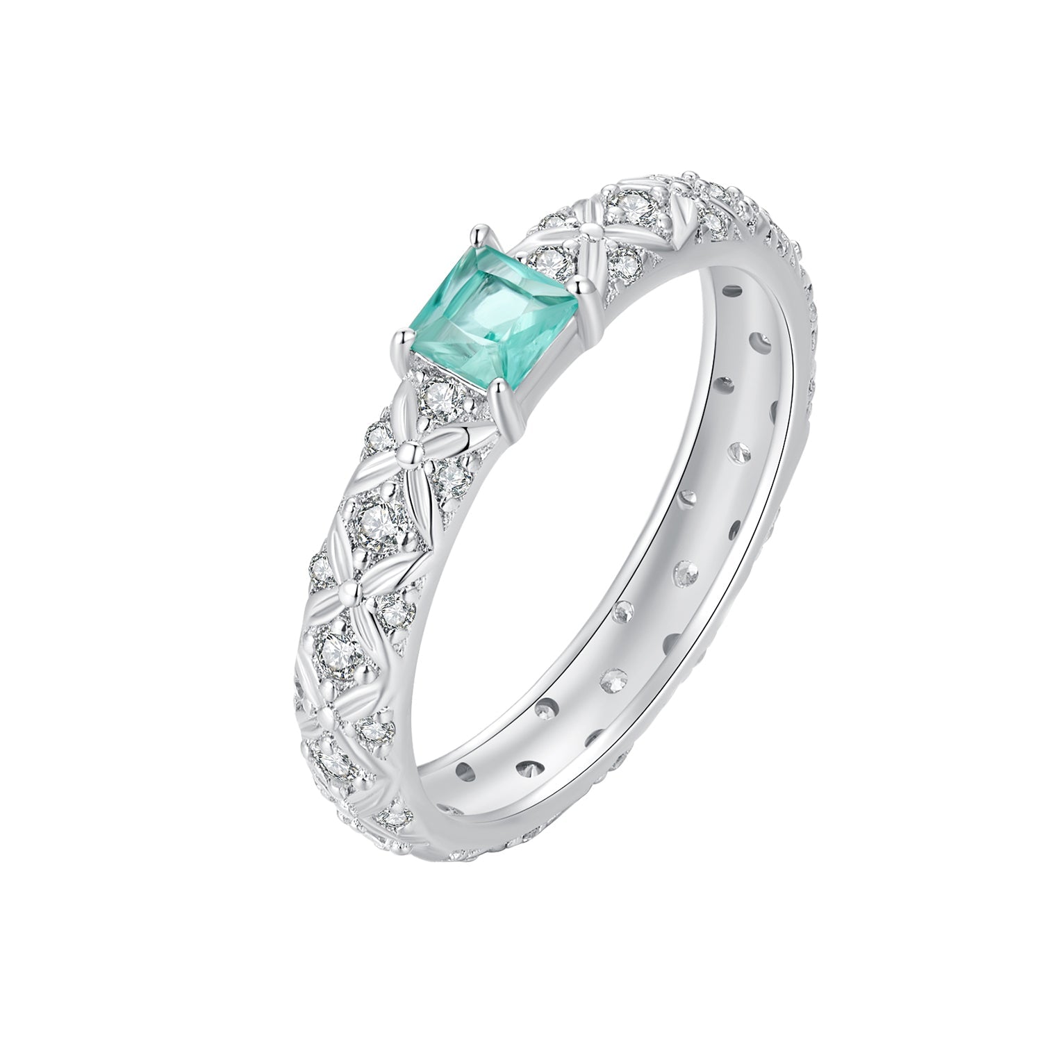 925 Sterling Silver Pavé Set CZ Ring in Size 6 for Women  DestGlow