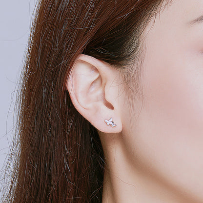 925 Sterling Silver Earrings with Pavé Setting CZ - 0.6*0.9cm  DestGlow