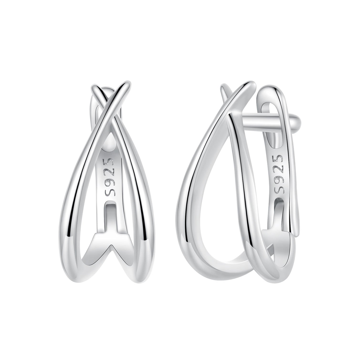 925 Sterling Silver Earrings 1.2x0.6cm with White Gold Plating for Women  DestGlow