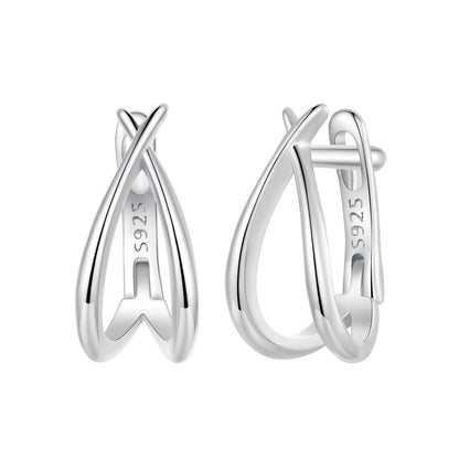 925 Sterling Silver Earrings 1.2x0.6cm with White Gold Plating for Women  DestGlow