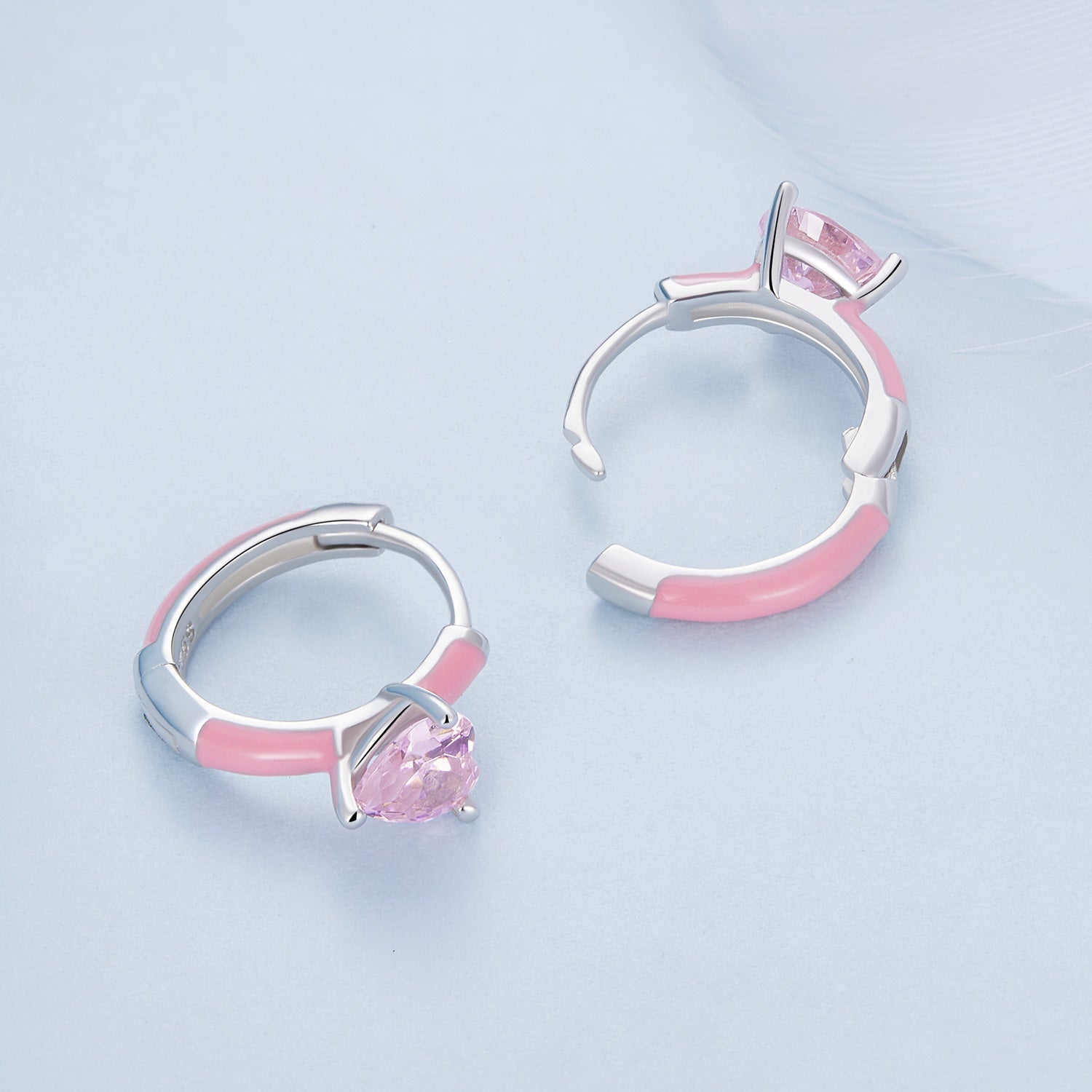 S925 Sterling Silver Enamel Platinum Plated Earrings with 6mm CZ for Women  DestGlow