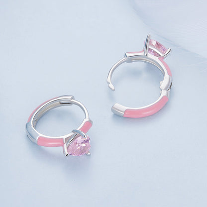 S925 Sterling Silver Enamel Platinum Plated Earrings with 6mm CZ for Women  DestGlow