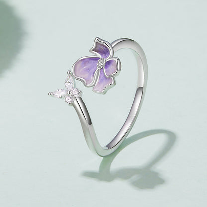 925 Sterling Silver Enamel Flower Ring for Women  DestGlow