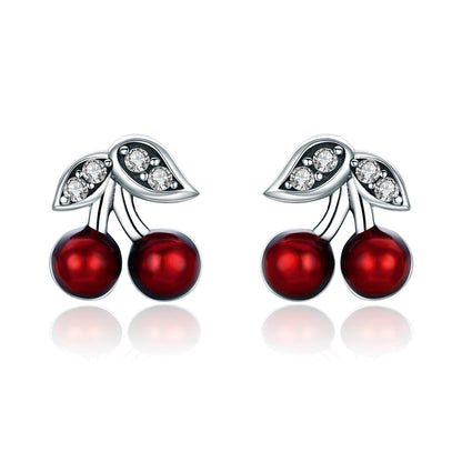 925 Sterling Silver Earrings with CZ &amp; Enamel, 0.9x0.8cm, for Women  DestGlow