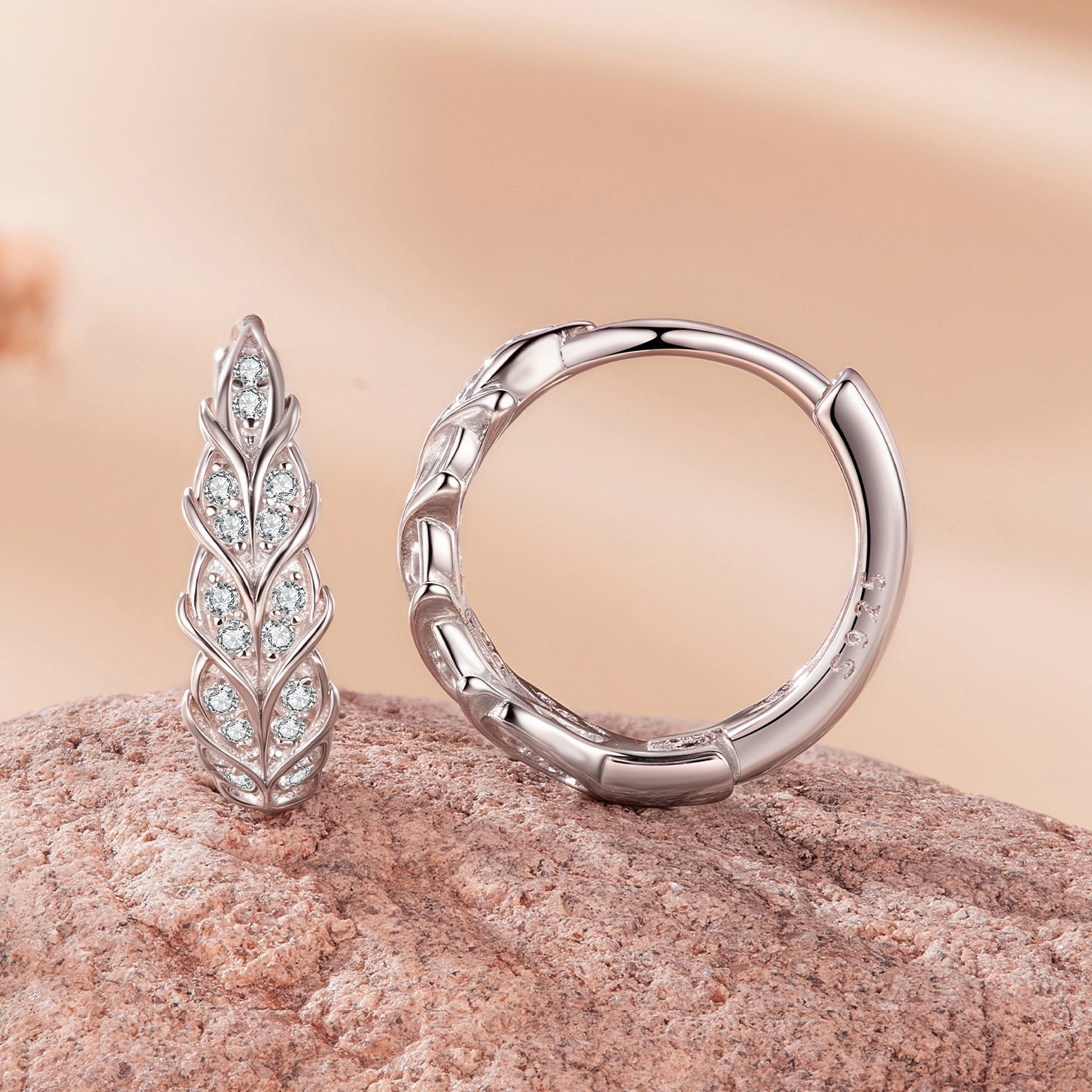 925 Sterling Silver Earrings with Pavé Setting CZ and White Gold Plating for Women  DestGlow