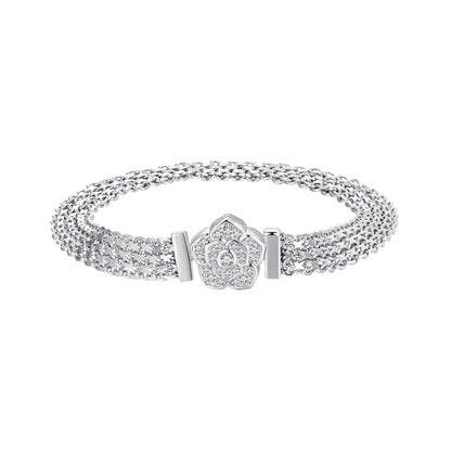 925 Sterling Silver and Platinum Plated 17.0 cm Pavé Setting CZ Bracelet for Women  DestGlow