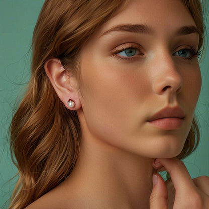 925 Sterling Silver White Gold Plated Enamel Earrings with Shell Pearl for Women  DestGlow