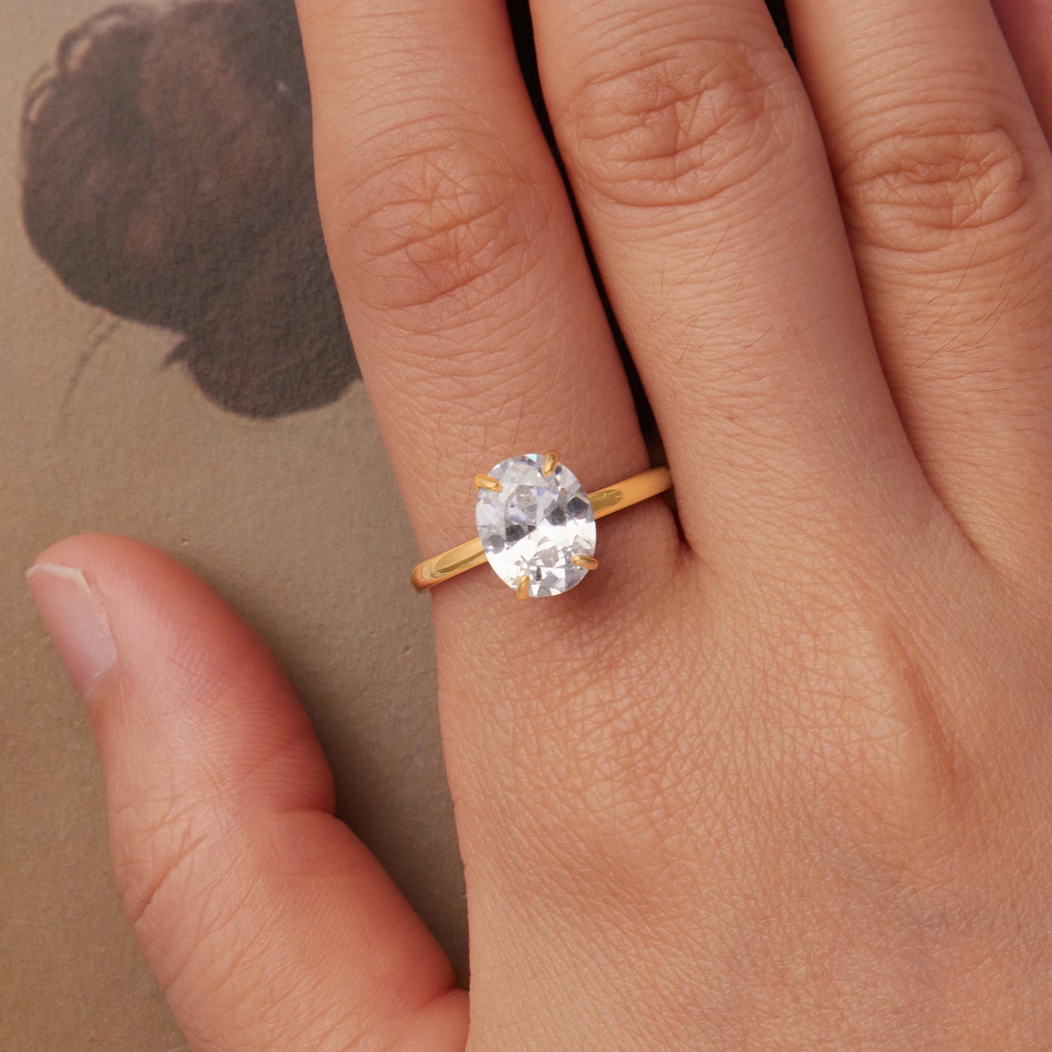 925 Sterling Silver 3.5 Carat Oval Zircon Ring with White Gold Plating for Women  DestGlow