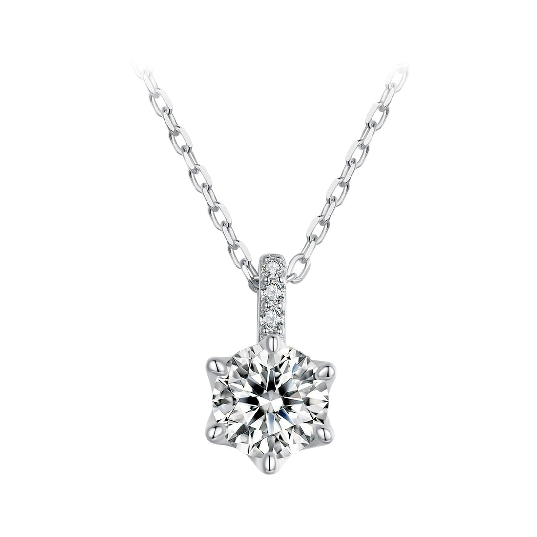 925 Sterling Silver Moissanite Plated Platinum Necklace for Women, 6.5mm, Style L, 400mm Length  DestGlow