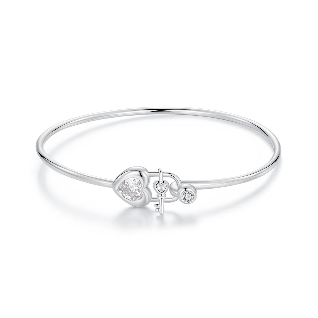 925 Sterling Silver Bracelet with CZ, 17mm, White Gold Plated, For Women  DestGlow
