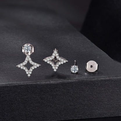 925 Sterling Silver Moissanite 0.1ct Earrings for Women