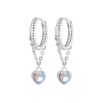 925 Sterling Silver White Gold Plated Moonstone Earrings 23x5mm for Women  DestGlow