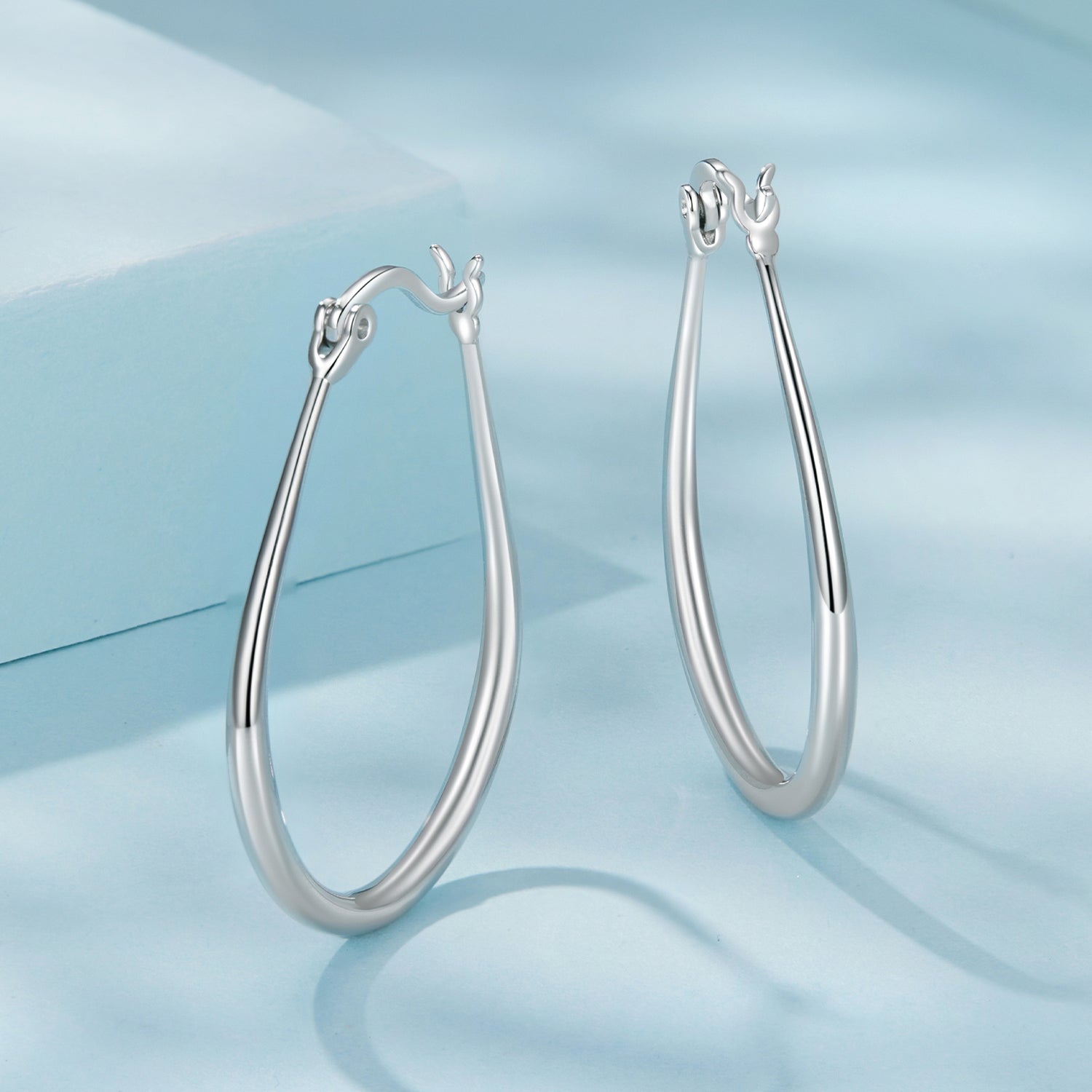 925 Sterling Silver Earrings for Women - 2.9x0.2cm, Plated White Gold, Style L  DestGlow