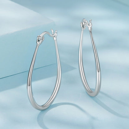 925 Sterling Silver Earrings for Women - 2.9x0.2cm, Plated White Gold, Style L  DestGlow