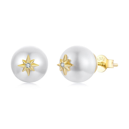 925 Sterling Silver Earrings with CZ and Synthetic Pearl for Women  DestGlow