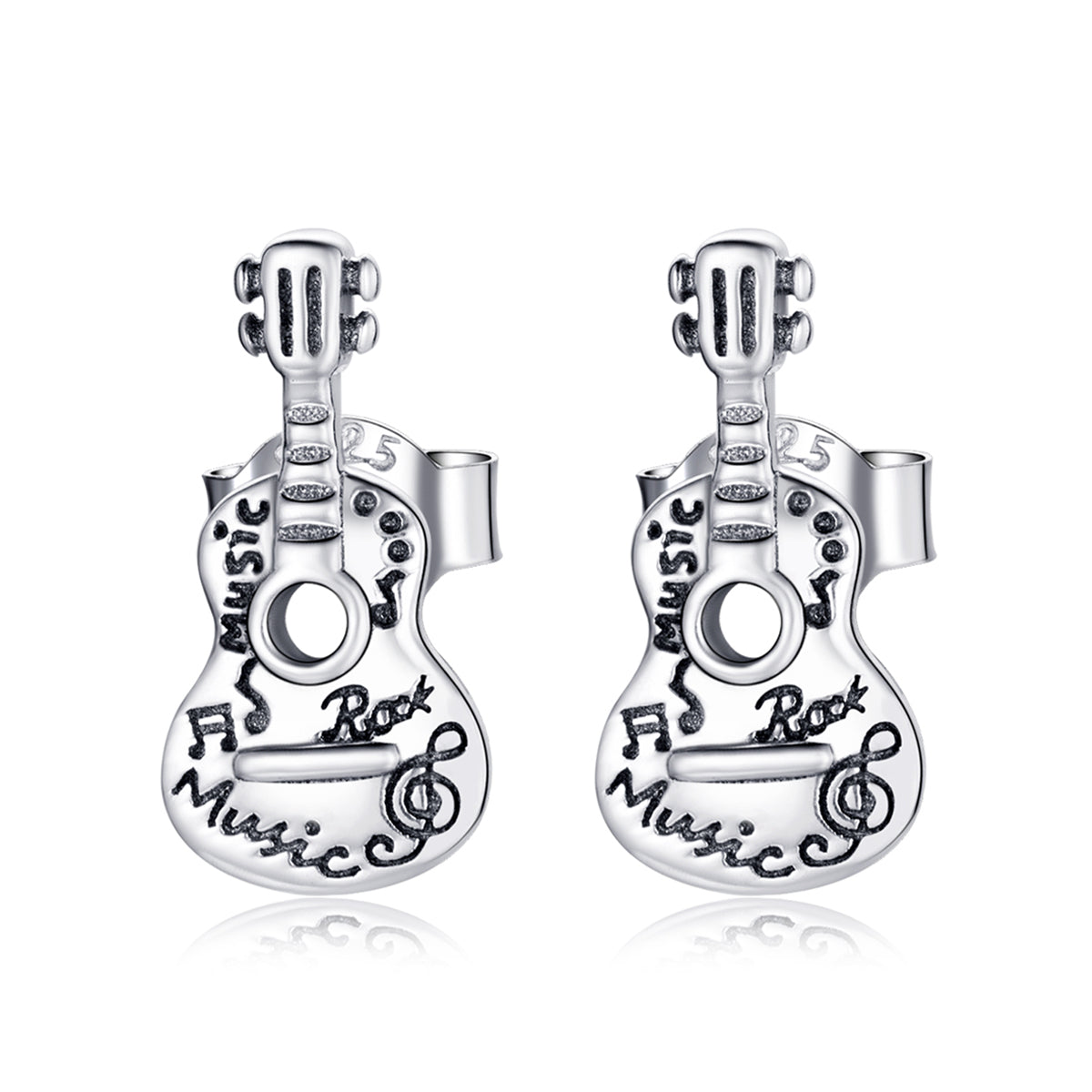 925 Sterling Silver &amp; Oxidized Silver Earrings for Women - 1.3*0.6cm