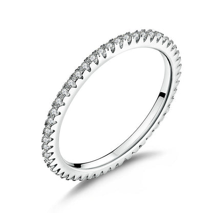 925 Sterling Silver Platinum Plated CZ Pavé Setting Ring Size 5.0 for Women by Bids.com