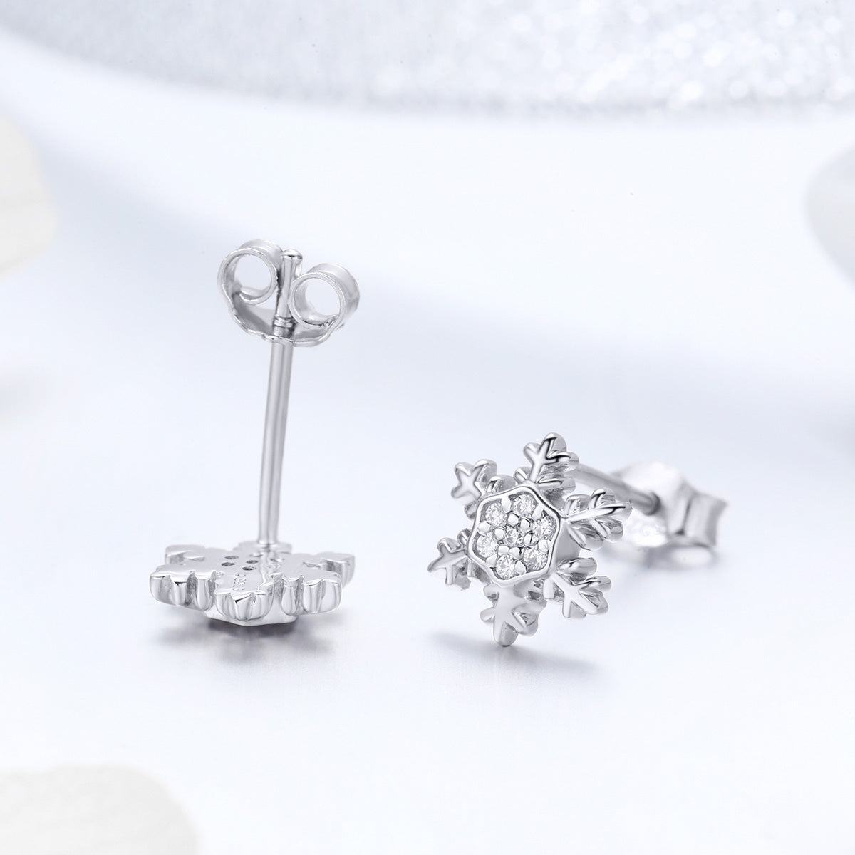 S925 Sterling Silver Earrings with CZ in Pavé Setting - 0.8*0.8cm for Women  DestGlow