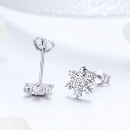 S925 Sterling Silver Earrings with CZ in Pavé Setting - 0.8*0.8cm for Women  DestGlow