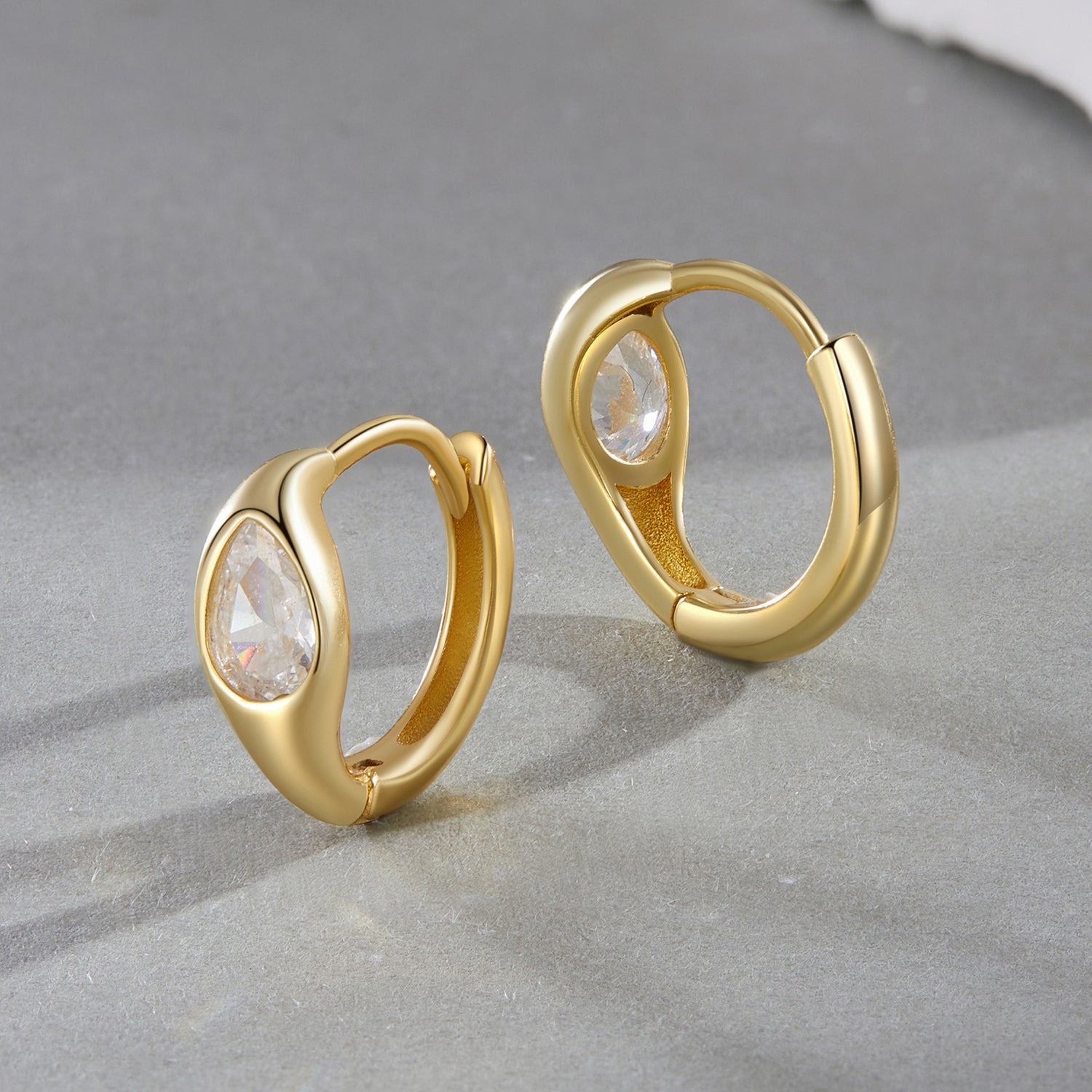 925 Sterling Silver Pave Setting CZ Earrings with Gold Plating, 1.3x0.5cm for Women  DestGlow
