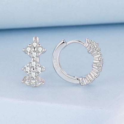 925 Sterling Silver Earrings with Pavé Setting CZ - 1.2*0.65cm, White Gold Plated for Women  DestGlow