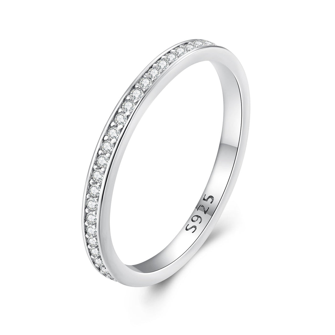 925 Sterling Silver 1.0mm Moissanite Platinum Plated Ring Size 5 for Women  DestGlow