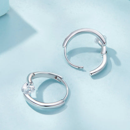 925 Sterling Silver Earrings with Pavé Setting CZ, Platinum Plated, 15x7mm for Women  DestGlow