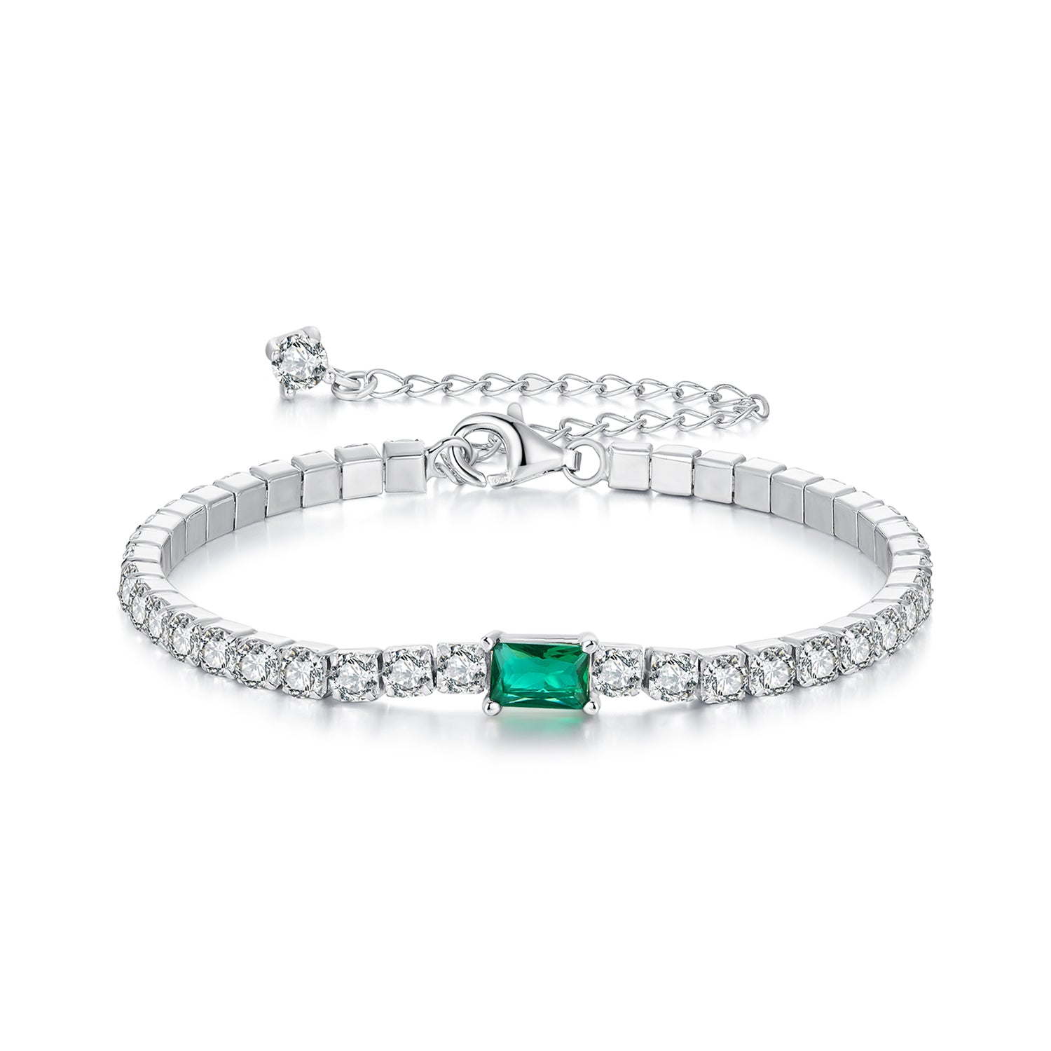 925 Sterling Silver 145+65mm Pavé Setting CZ Bracelet  DestGlow