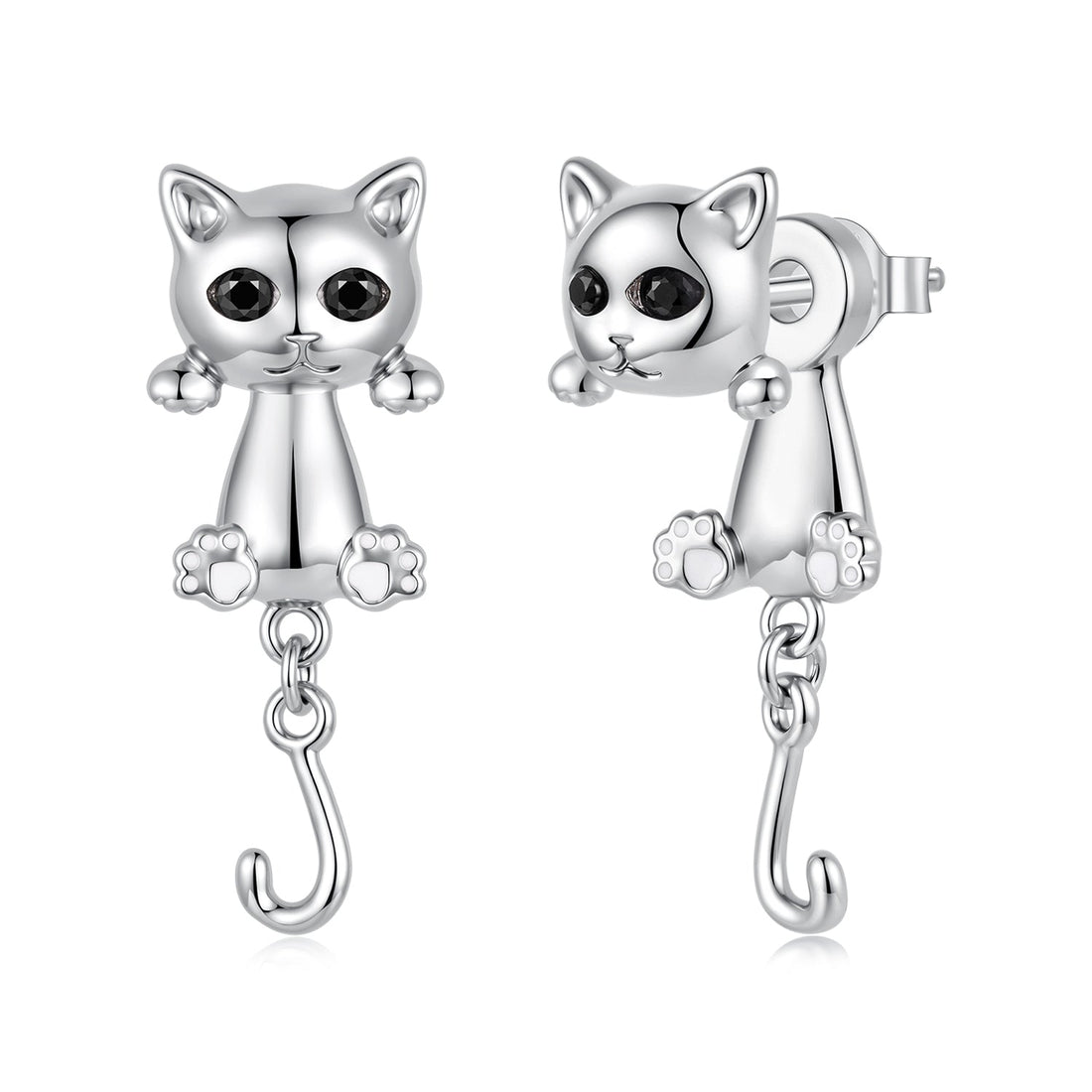 Brass &amp; S925 Silver Earrings | 2.8*1.1cm | White Gold Plated with Pavé Setting CZ for Women  DestGlow
