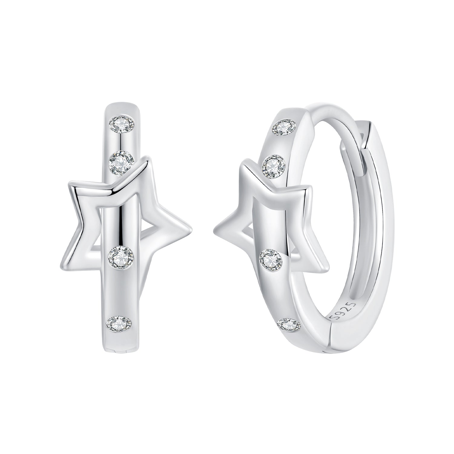 925 Sterling Silver &amp; White Gold Earrings with Pavé Setting CZ - 12x6mm for Women  DestGlow
