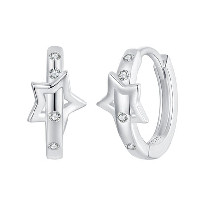 925 Sterling Silver &amp; White Gold Earrings with Pavé Setting CZ - 12x6mm for Women  DestGlow
