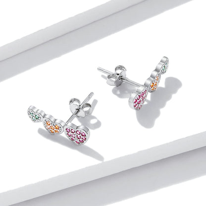 925 Sterling Silver Earrings with Pavé Setting and Plated Platinum, Size: 0.5*1.3cm, Women  DestGlow