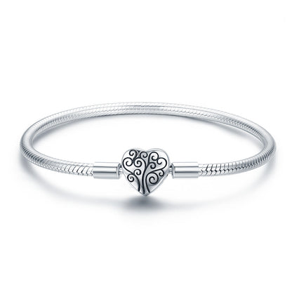 SCB 925 Sterling Silver Bracelet in Classic Style, Size 17.0 for Women  DestGlow
