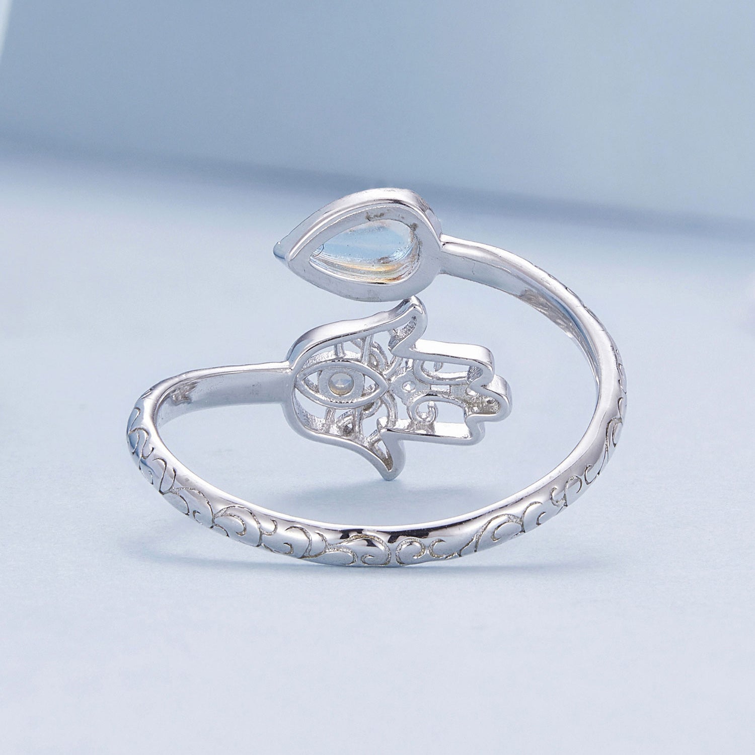 925 Sterling Silver Opal Nanometer Stone Platinum Plated Ring  DestGlow