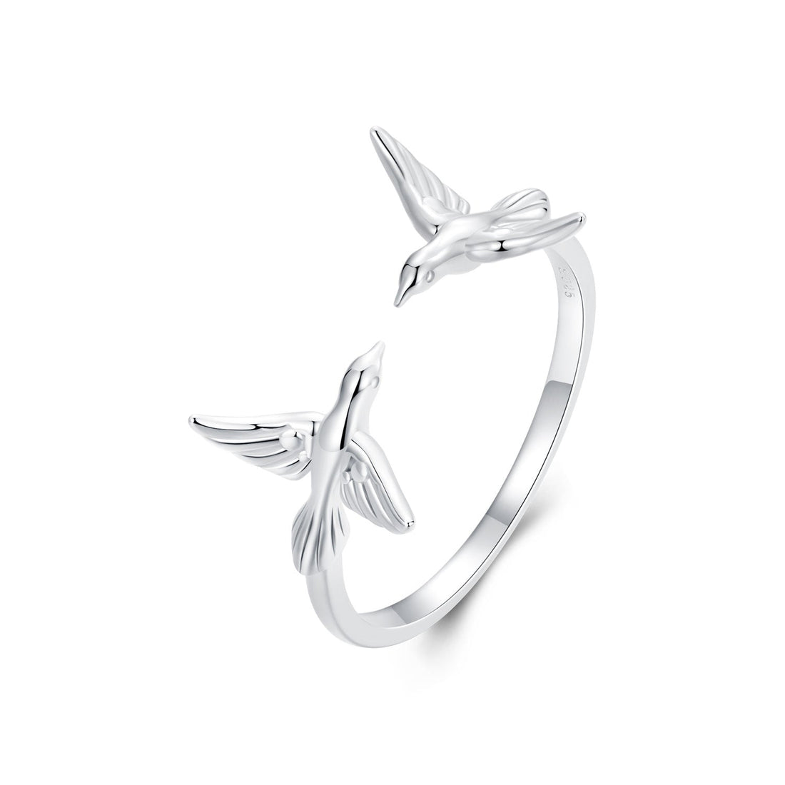 925 Sterling Silver Ring with White Gold Plating, 1.5mm Width  DestGlow
