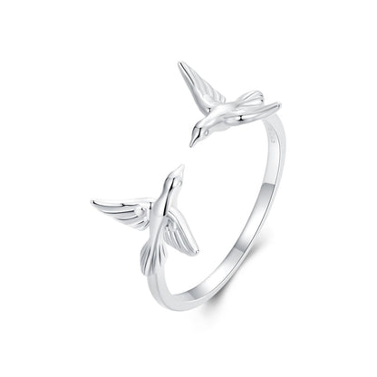 925 Sterling Silver Ring with White Gold Plating, 1.5mm Width  DestGlow